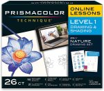 Prismacolor Technique, Art Supplies and Digital Art Lessons, Nature Drawing Set, Level 3, Learn to Draw with Colored Pencils, and More, Includes Artist Roll Case, Waterfall Landscape Drawing, 28 Count